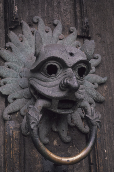 Exterior, bronze knocker