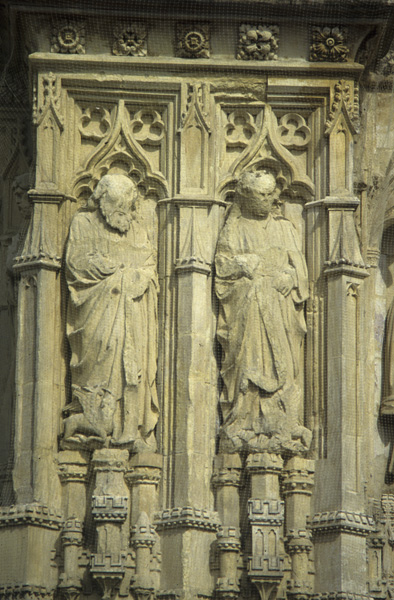 Exterior, figures in niches