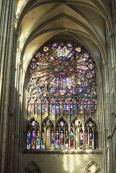 Interior, north transept, rose