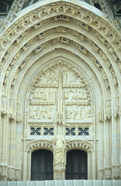 Exterior, west door, north