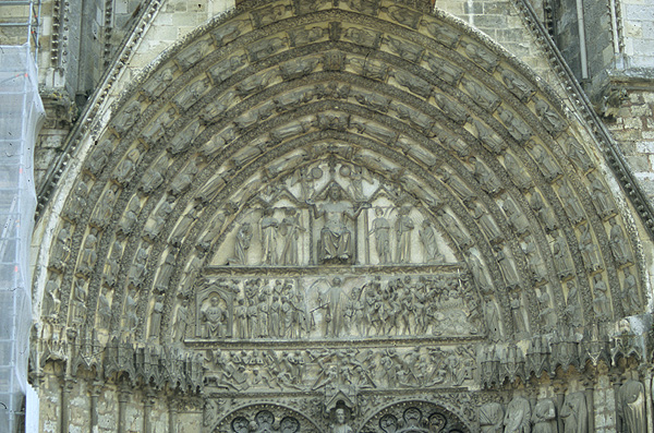 Exterior, west door, center