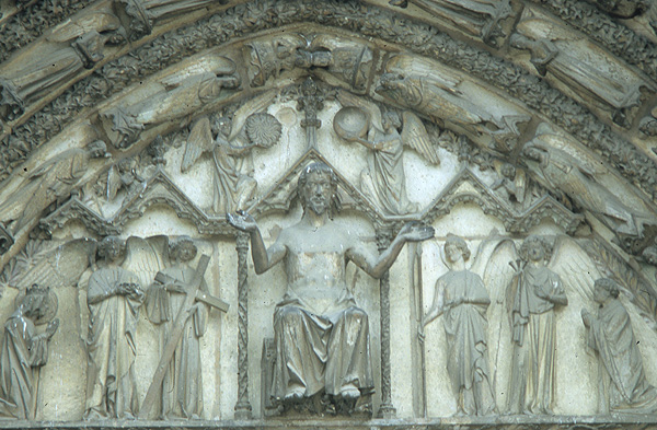 Exterior, west door, center detail