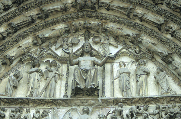Exterior, west door, center detail