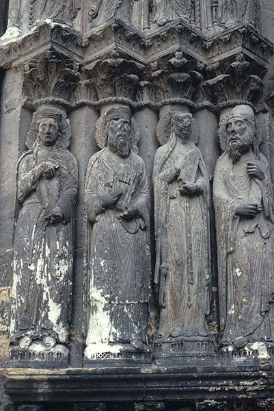 Exterior, west portal, left jamb