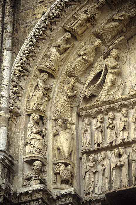 Exterior, west, right portal, archivolts, left side