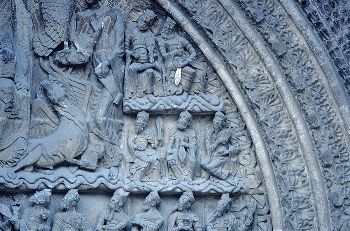 Exterior, tympanum, right side