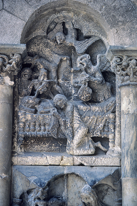Exterior, south door, detail on left