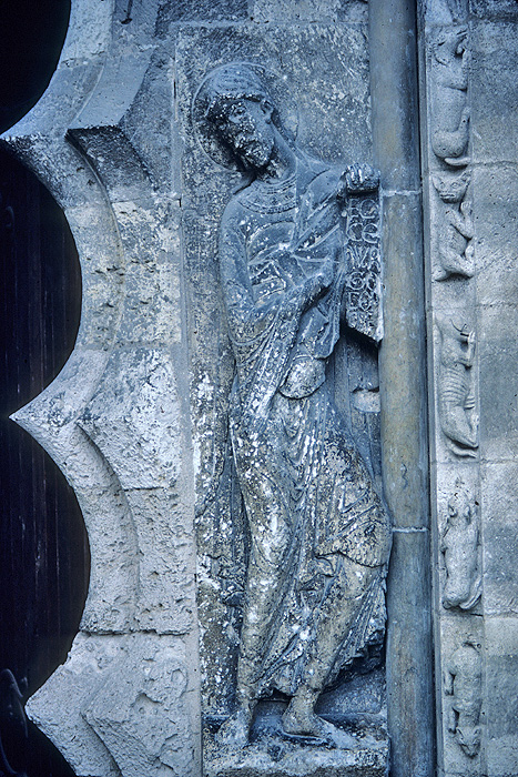 Exterior, south door, right jamb
