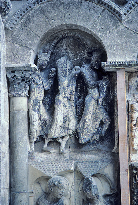 Exterior, south door, detail on right
