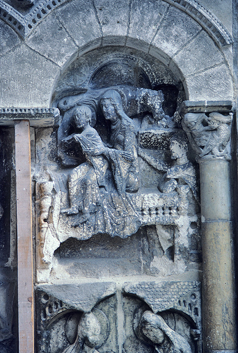 Exterior, south door, nativity detail