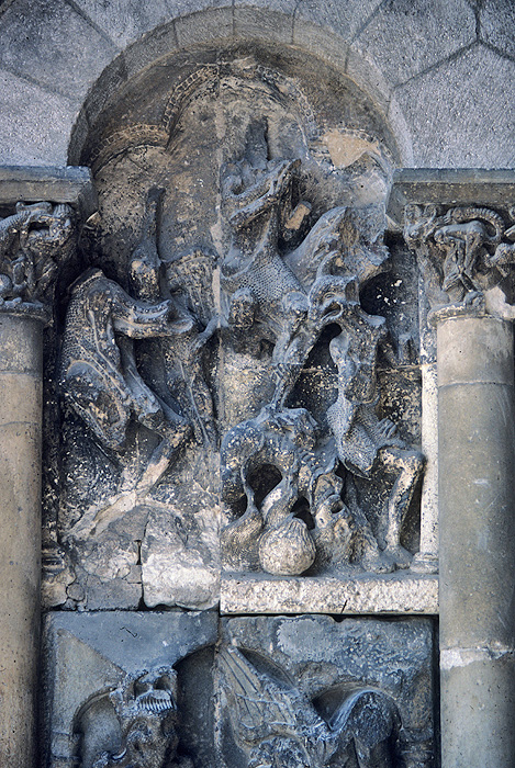 Exterior, south door, detail left