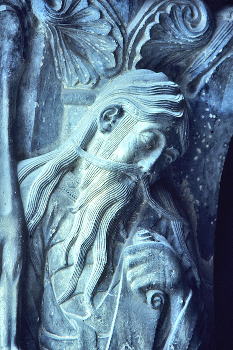 Exterior, south door, central column