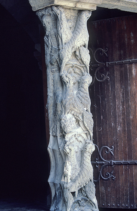 Exterior, south door, central column