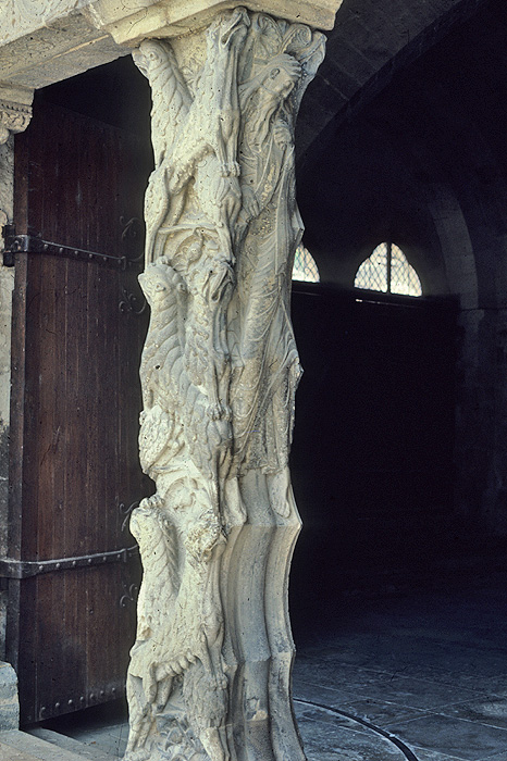 Exterior, south door, central column