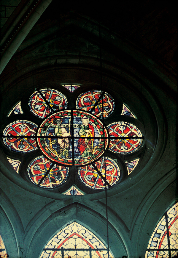 Nave clerestory, wall south, window 13, rose