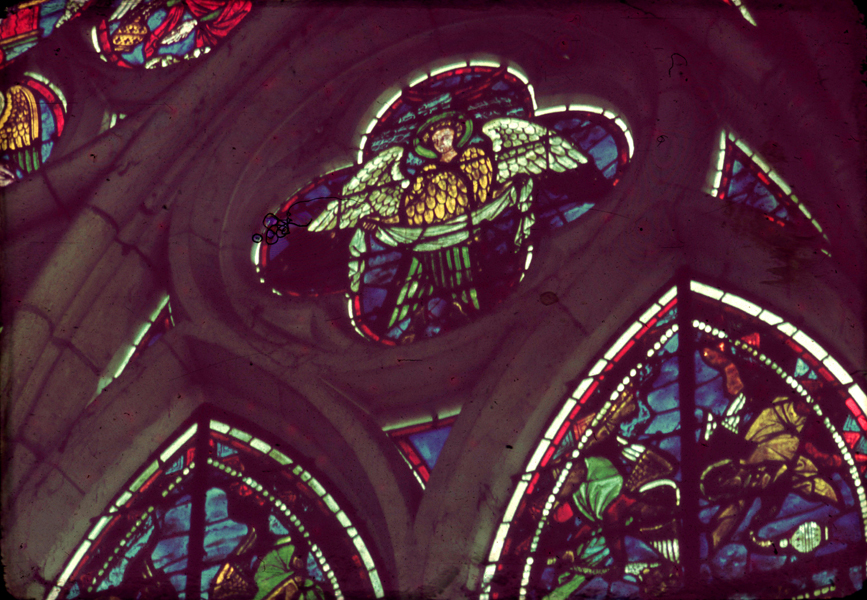 Nave, south, aisle bay window 1, quatrefoil above lancets 3 and 4