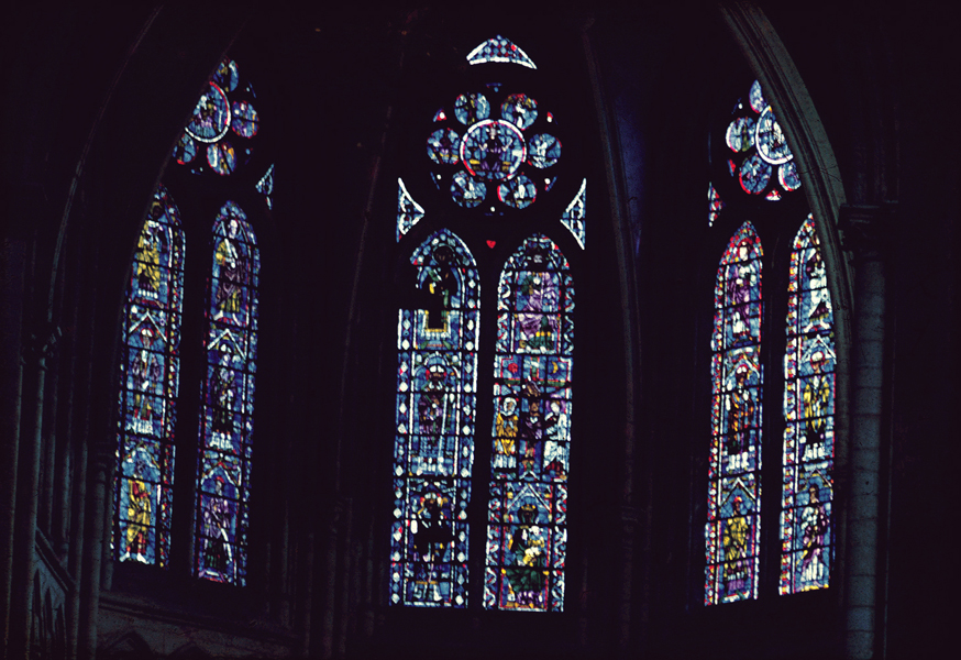 Interior view of  apse, clerestory windows (northeast, east, southeast)