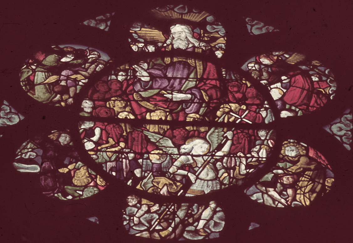 Nave, south, aisle bay window  9, oculus