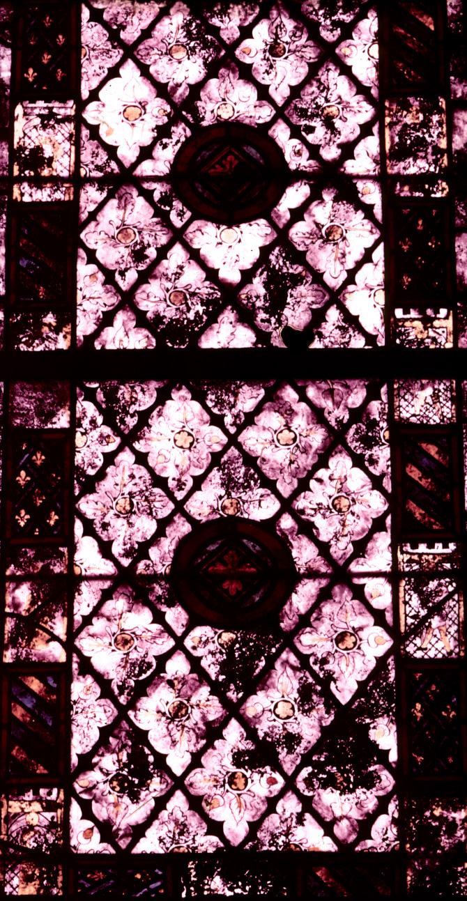 St. Piat Chapel, window 5, grisaille