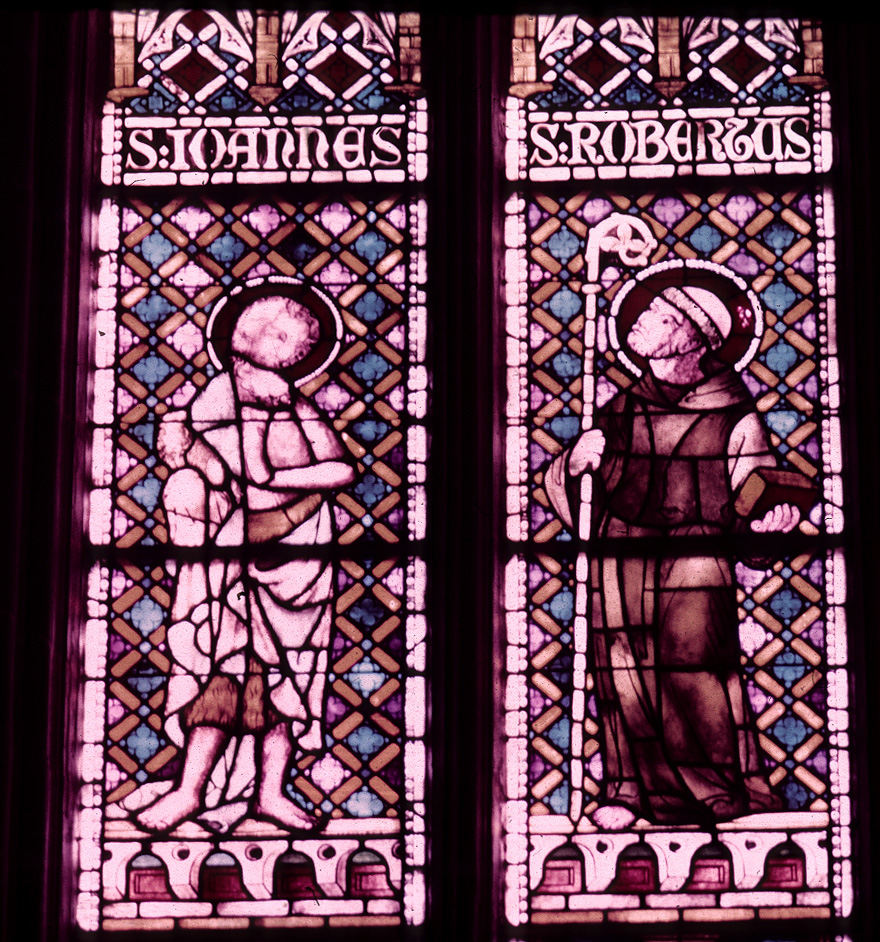 Chancel, east wall, left lancet, detail