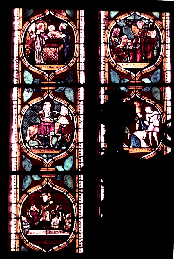 Chancel, east wall, left lancet, detail