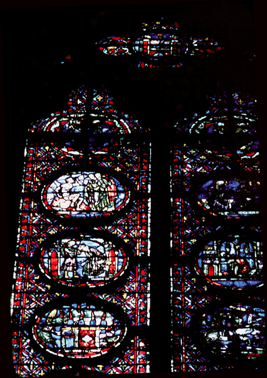 Windows south, bay 4, lancet 3, zones 12-15