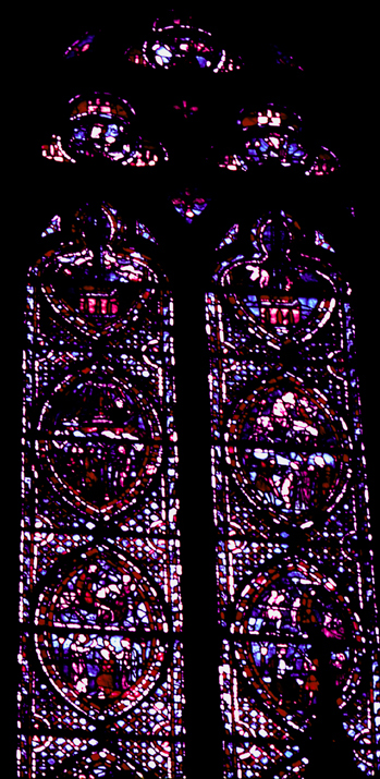 Windows, apse, bay 3, lancets 1-2, zones 12-16