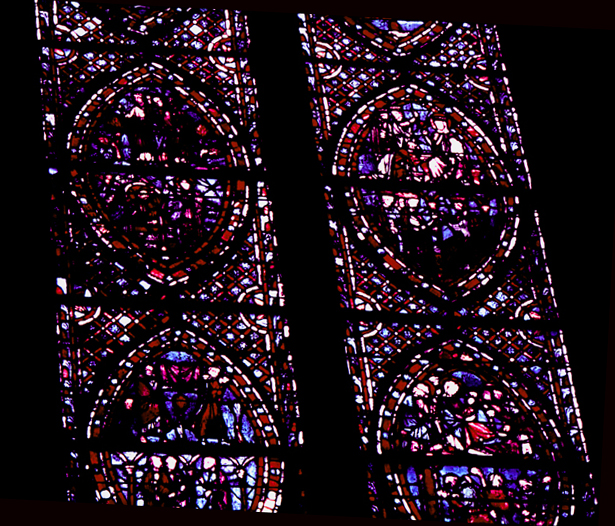 Windows, apse, bay 3, lancets 1-2, zones 6-7-8