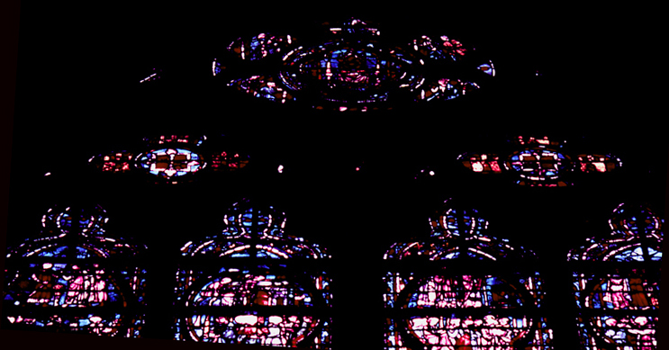 Windows south, bay 1, lancets 1-4, zone 15 and tracery