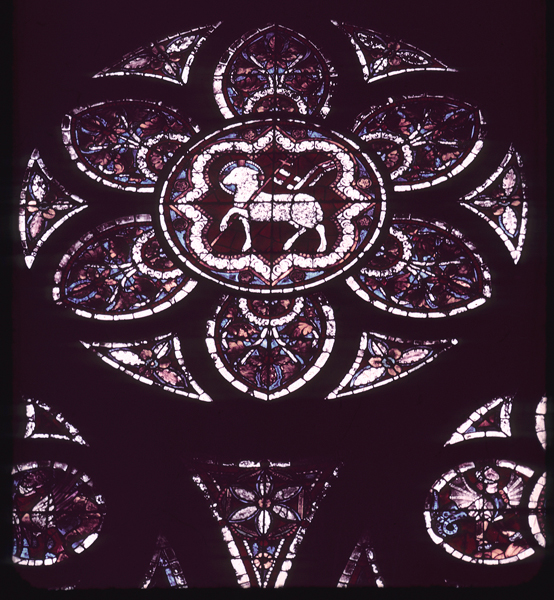 Nave, south, top, window 3, central rose