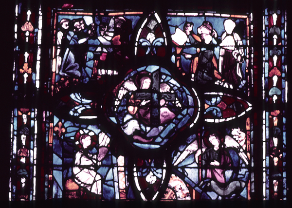 Windows, apse, north, chapel 1, window 3, zones 2-4