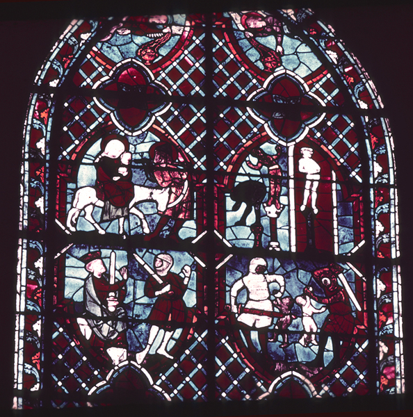 Windows, apse, central chapel, left window, zones 7-8