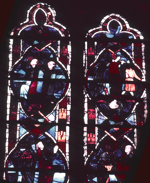 Windows, choir, north, bay 2, lancets 2-3, zones 5-6