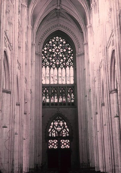 Interior view, nave and west rose window