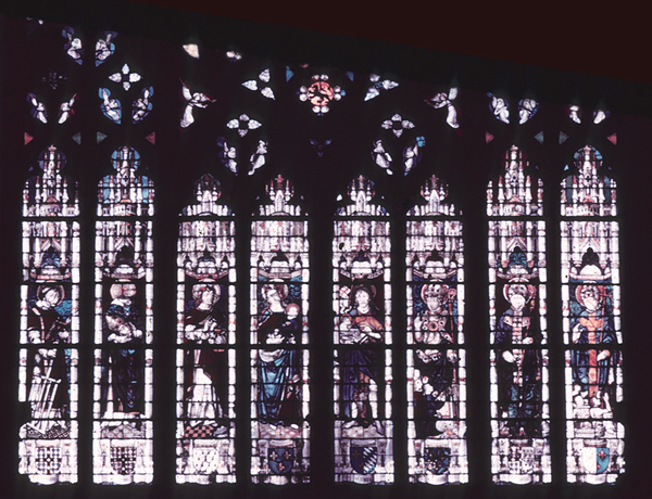Windows, west rose window, row 1, lancets 1-8