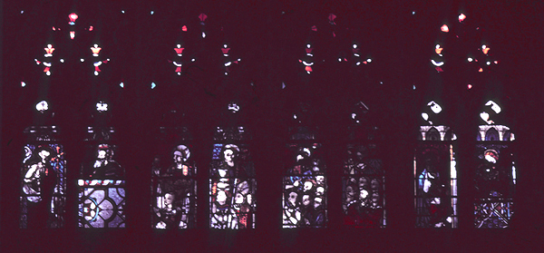 Windows, west rose window, row 2, lancets 1-8