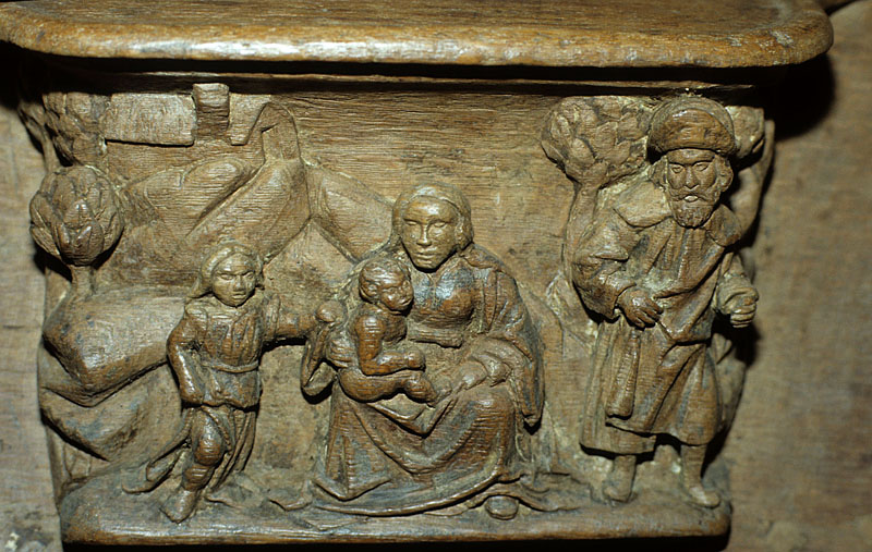 Abraham, Hagar Sent Away, misericord, Soignolles-en-Brie, Notre-Dame-de-l'Assomption, NW-2.