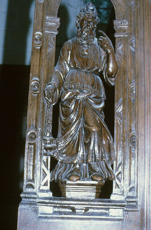 Aaron, misericord, workshop of Jean Goujon, Rigny-Ussé, Chapelle du Château d'Ussé, jouée.