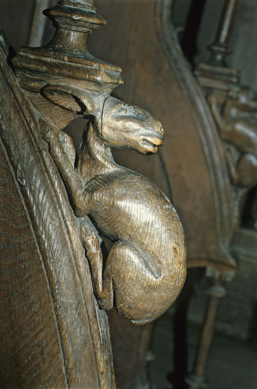 Ass, wooden armrest, Bamberg Cathedral.