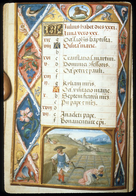 Calendar page of July