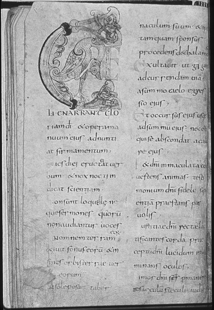 Psalm 018, Corbie Psalter, early 9th century, fol. 16v.
