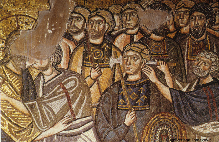 Mosaic, showing detail of Betrayal and Cutting of Ear