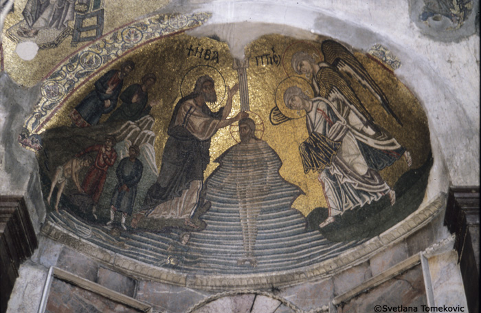 Mosaic, showing Baptism of Christ in apse dome