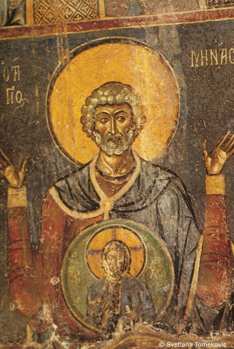 Fresco showing Saint Meneas