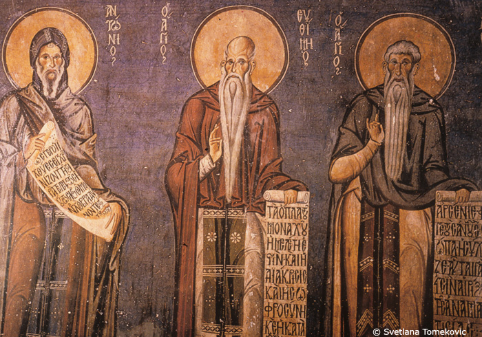 Fresco showing Anthony, Euthyme and Arsenius