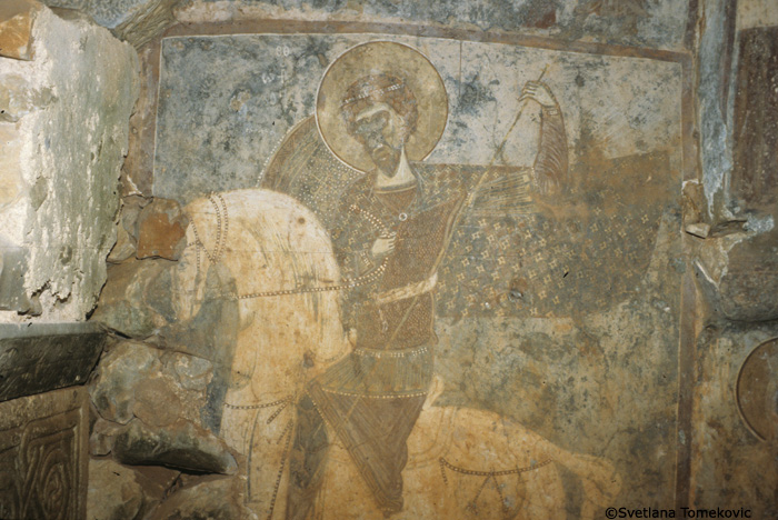 Fresco, north wall, showing Saint Theodore