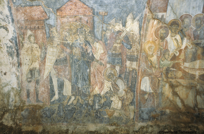 Fresco showing Betrayal and Last Supper
