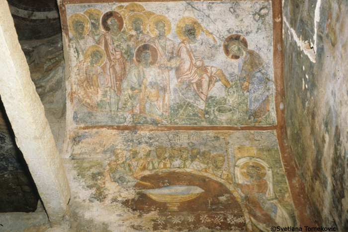 Fresco showing Last Supper and Washing of the Feet