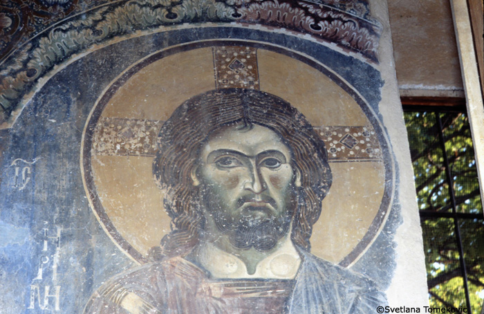 Fresco, south wall, showing Christ, detail