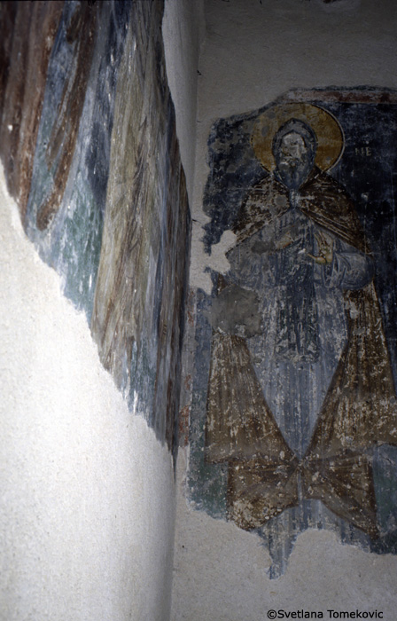 Fresco, south transept, south wall showing male figure possibly Anthony